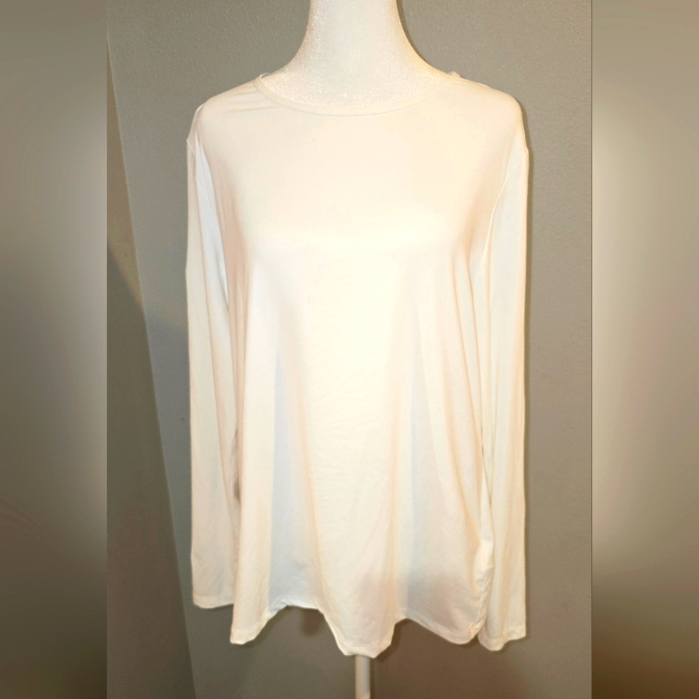 White Lands End Long Sleeve Top Size Large EUC